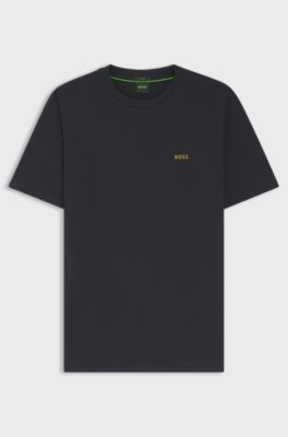 Stretch-cotton T-shirt with logo detail, Dark Blue