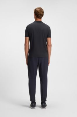 Stretch-cotton T-shirt with logo detail, Dark Blue