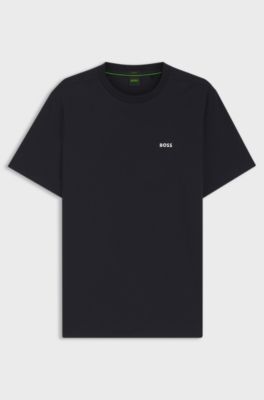 Stretch-cotton T-shirt with logo detail, Dark Blue