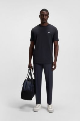 Stretch-cotton T-shirt with logo detail, Dark Blue