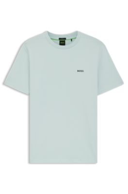 Stretch-cotton T-shirt with logo detail, Light Blue