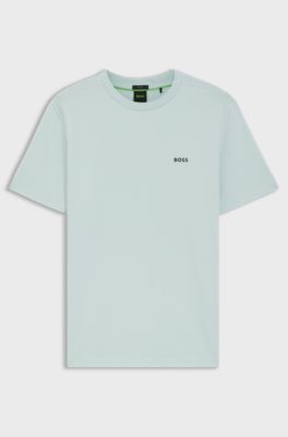 T-shirt i stretchig bomull med logga, Ljusbl&aring;