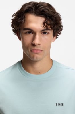 ストレッチコットン Tシャツ ロゴディテール, ライトブルー