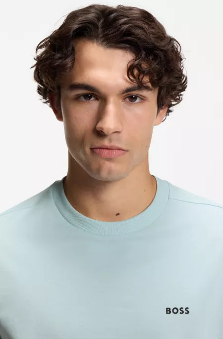 Stretch-cotton T-shirt with logo detail