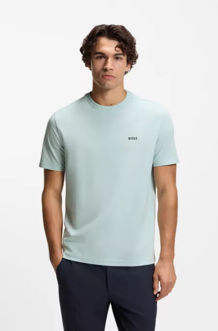 Stretch-cotton T-shirt with logo detail