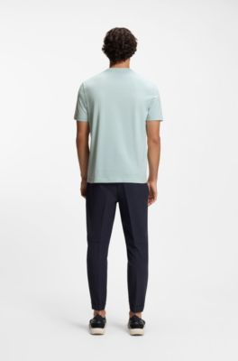 Stretch-cotton T-shirt with logo detail, Light Blue