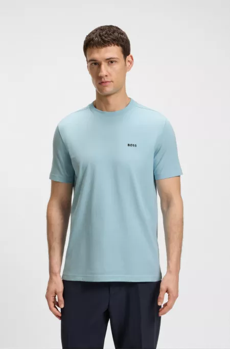 Regular-fit T-shirt in stretch cotton with contrast logo