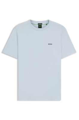 T-shirt en coton stretch avec d&eacute;tail logot&eacute;, bleu clair