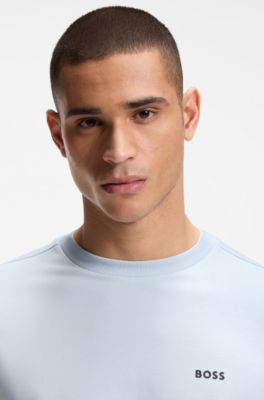 T-Shirt aus Stretch-Baumwolle mit Logo-Detail, Hellblau