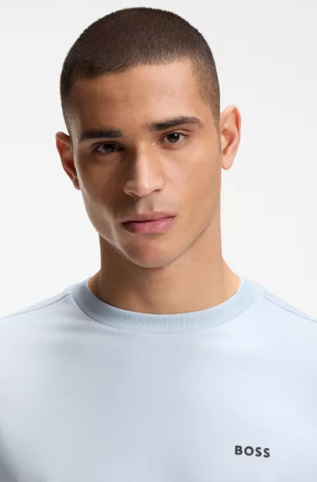 Stretch-cotton T-shirt with logo detail