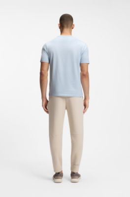 T-shirt in cotone elasticizzato con logo, Celeste