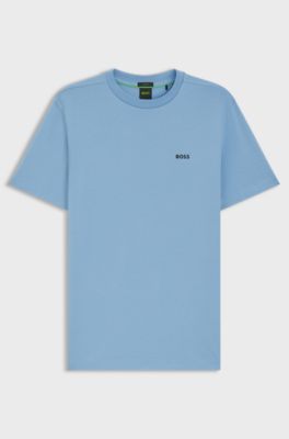 T-shirt en coton stretch avec d&eacute;tail logot&eacute;, bleu clair