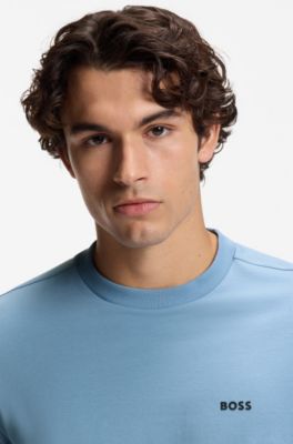 T-shirt en coton stretch avec d&eacute;tail logot&eacute;, bleu clair