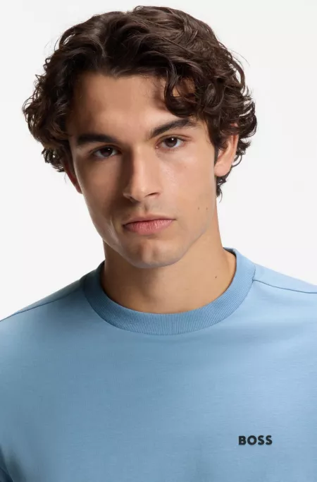 Stretch-cotton T-shirt with logo detail