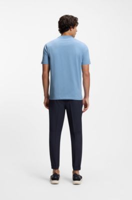 Stretch-cotton T-shirt with logo detail, Light Blue