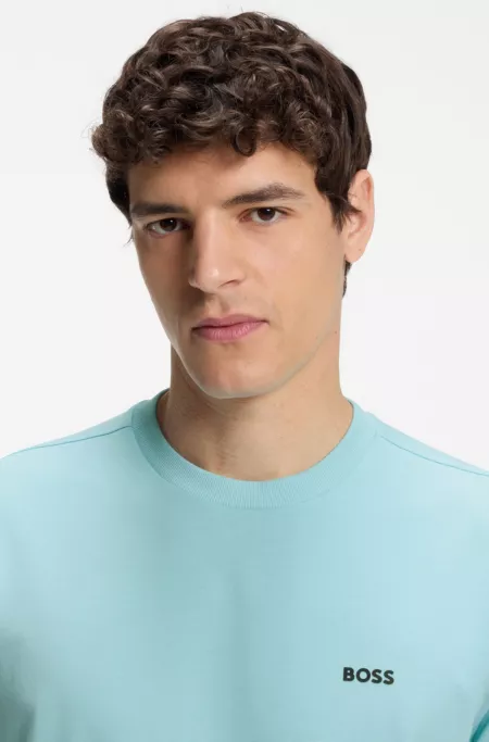 Stretch-cotton T-shirt with logo detail
