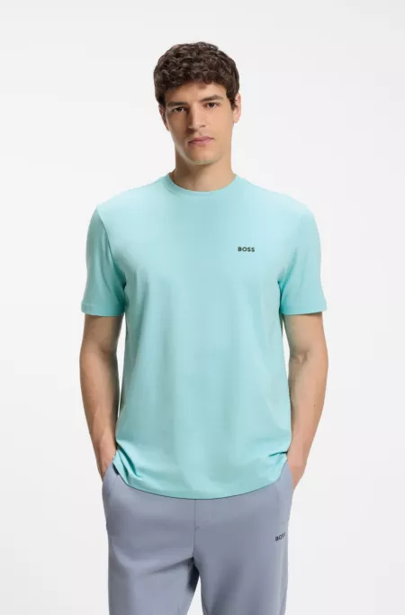 Stretch-cotton T-shirt with logo detail