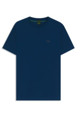 BOSS - Stretch-cotton T-shirt with contrast logo - Dark Blue