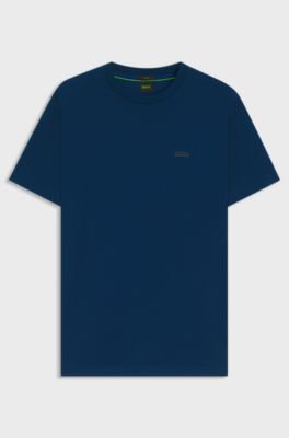 T-Shirt aus Stretch-Baumwolle mit Logo-Detail, Dunkelblau