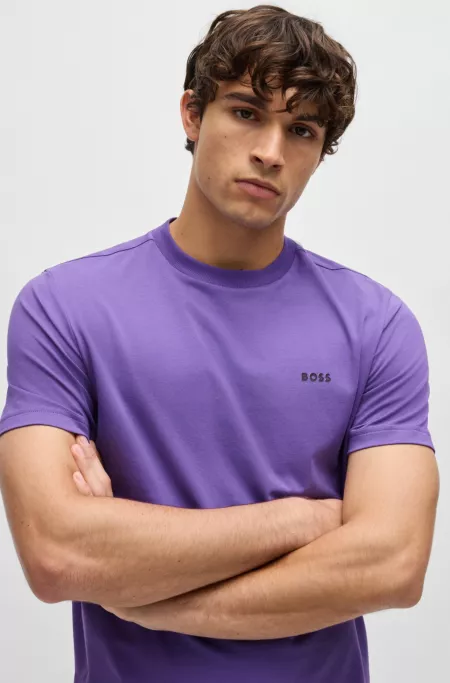 Regular-fit T-shirt in stretch cotton with contrast logo