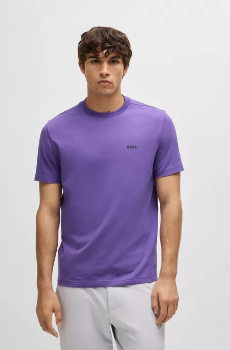 Regular-fit T-shirt in stretch cotton with contrast logo