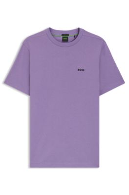 Koszulka z&nbsp;elastycznej bawełny z&nbsp;detalem z&nbsp;logo, Fioletowy