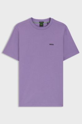 T-Shirt aus Stretch-Baumwolle mit Logo-Detail, Lila