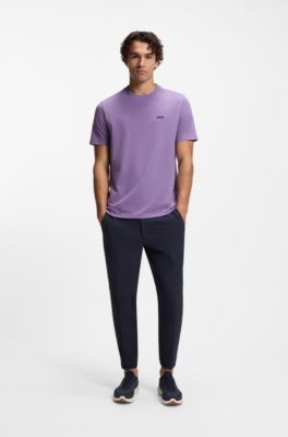 Stretch-cotton T-shirt with logo detail, Purple