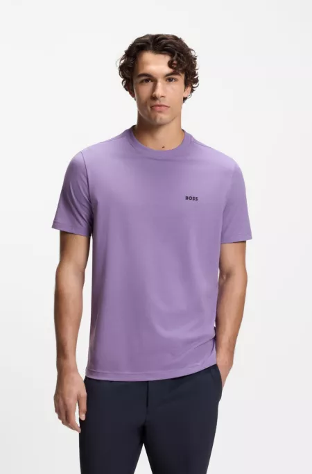 Stretch-cotton T-shirt with logo detail