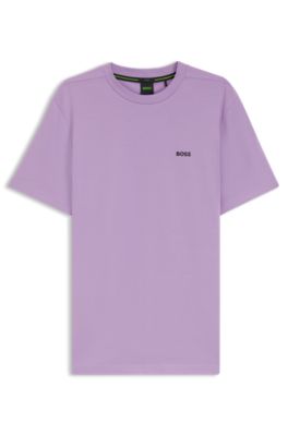 Stretch-cotton T-shirt with logo detail, Light Purple