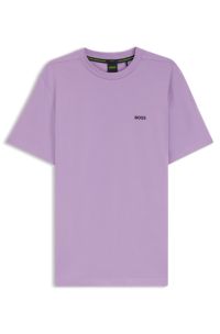 Stretch-cotton T-shirt with logo detail, Light Purple
