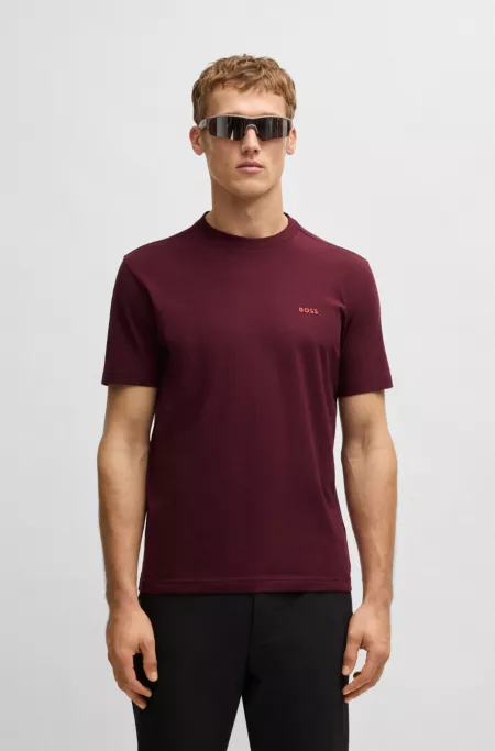 Regular-fit T-shirt in stretch cotton with contrast logo