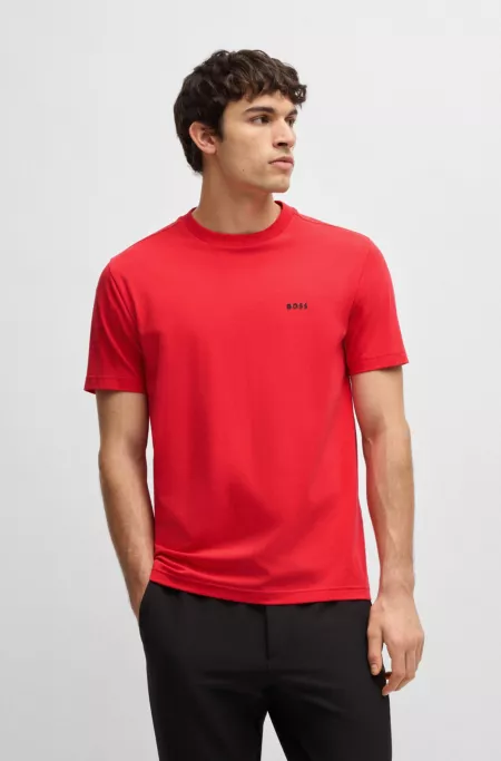 Regular-fit T-shirt in stretch cotton with contrast logo