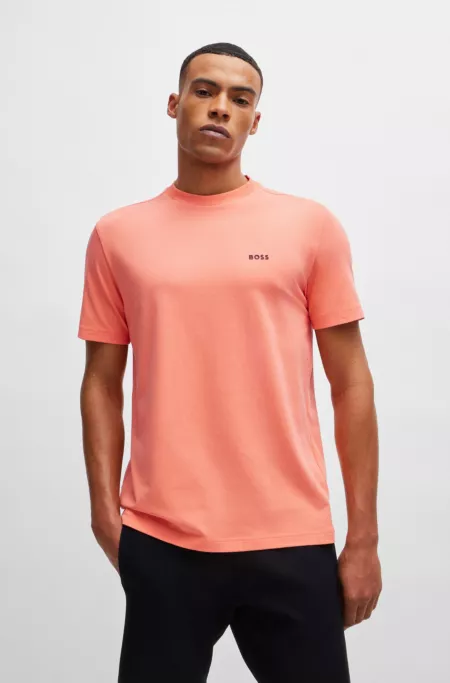 Regular-fit T-shirt in stretch cotton with contrast logo