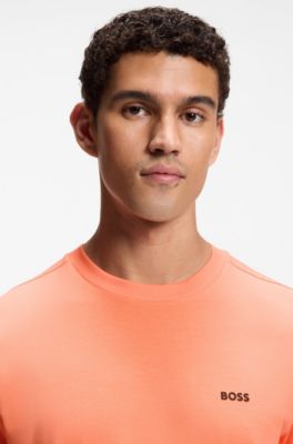 Stretch-cotton T-shirt with logo detail, Orange