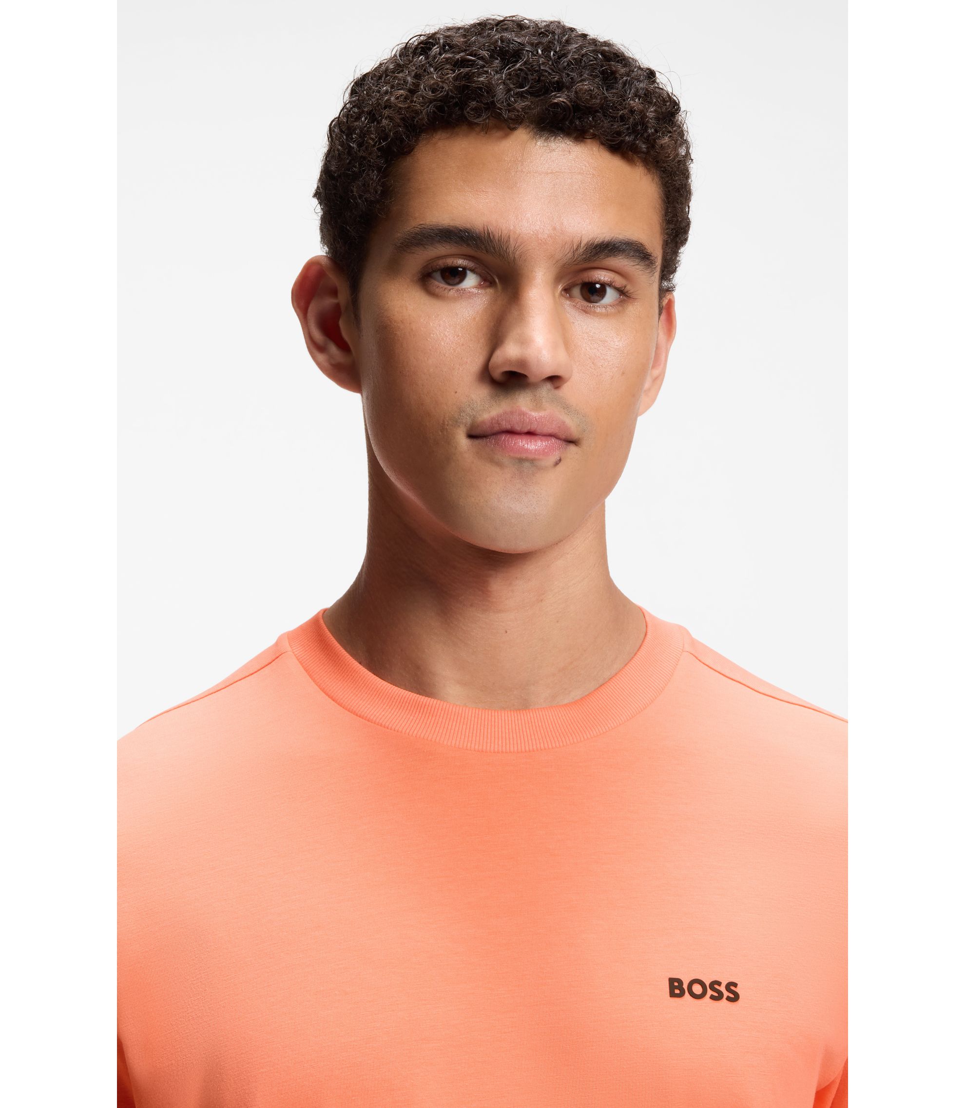 BOSS - Stretch-cotton T-shirt with logo detail - Orange