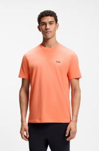 Camiseta de algod&oacute;n el&aacute;stico con detalle de logo, Naranja