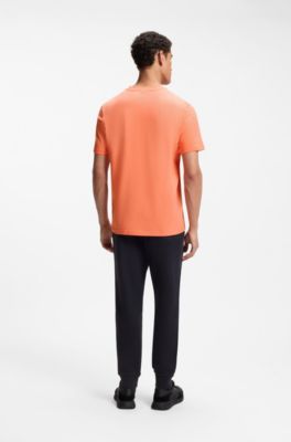 Stretch-cotton T-shirt with logo detail, Orange