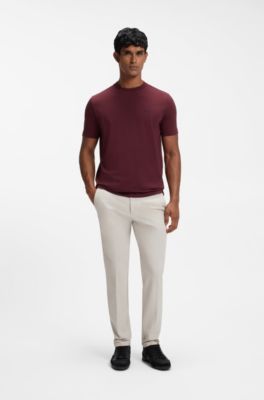 Stretch-cotton T-shirt, Dark Red