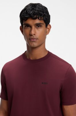 T-shirt in cotone elasticizzato, Rosso scuro
