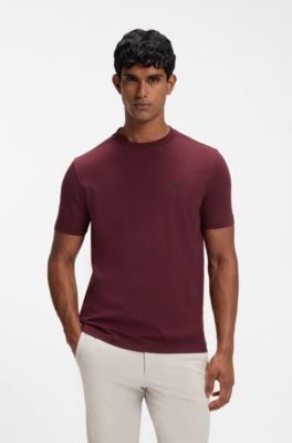 T-shirt in cotone elasticizzato, Rosso scuro