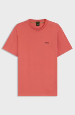 T-Shirt aus Stretch-Baumwolle mit Logo-Detail, Orange