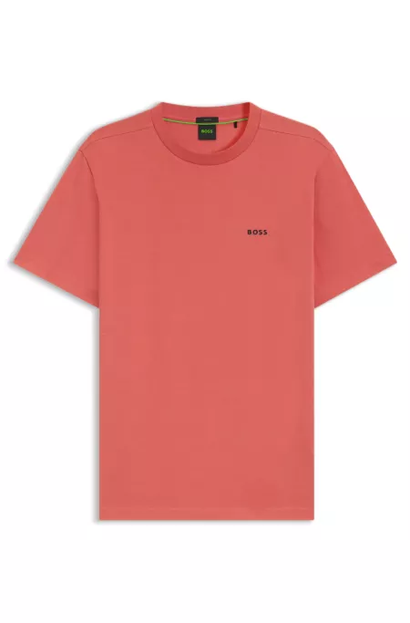 Regular-fit T-shirt in stretch cotton with contrast logo