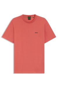 Regular-fit T-shirt in stretch cotton with contrast logo, Orange