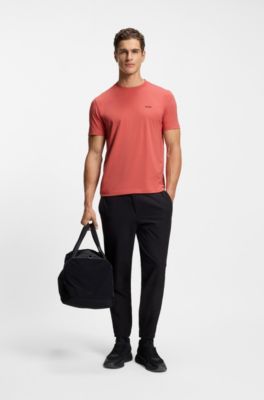 T-shirt en coton stretch avec d&eacute;tail logot&eacute;, Orange