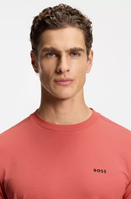 Stretch-cotton T-shirt with contrast logo