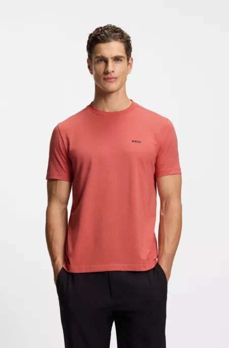 Stretch-cotton T-shirt with contrast logo