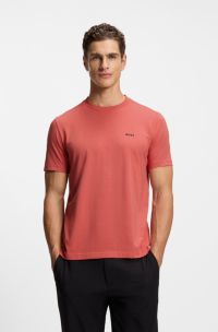 Camiseta de algodón elástico con logo en contraste, Naranja