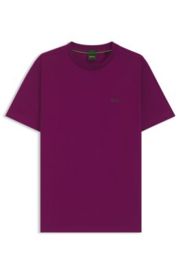 Camiseta de algod&oacute;n el&aacute;stico con detalle de logo, Rosa oscuro