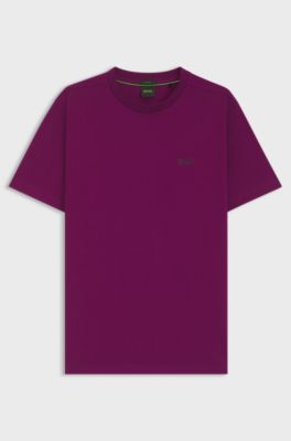 Camiseta de algod&oacute;n el&aacute;stico con detalle de logo, Rosa oscuro